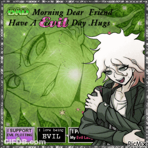Bad Morning Evil Day Hugs Card GIF