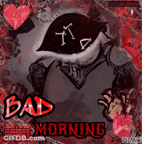 Bad Morning Greeting Card With Red Heart And Chains GIF