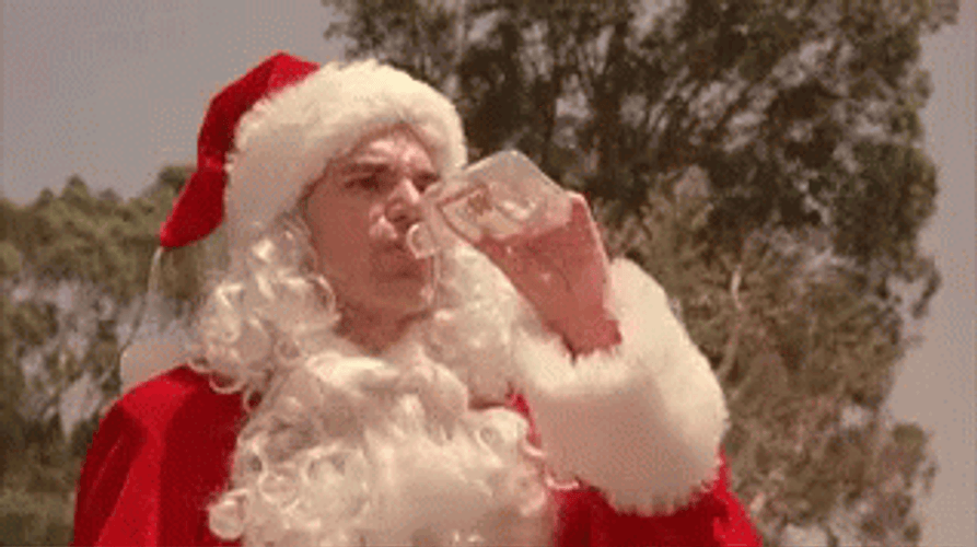 Bad Santa Drinking Liquor GIF