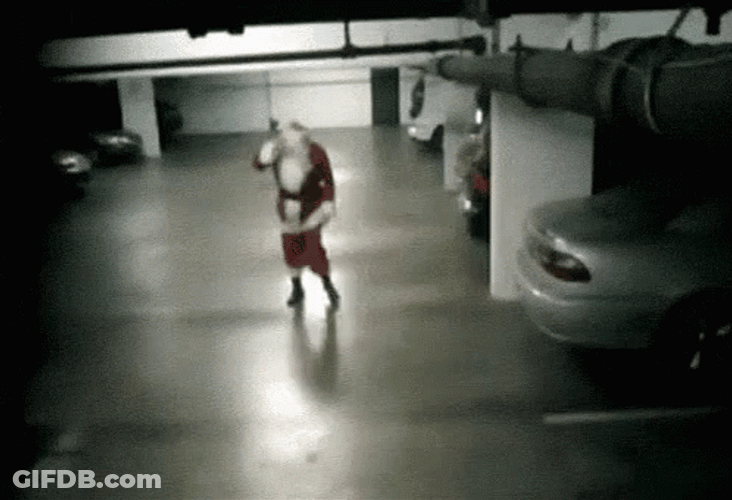 Bad Santa Fall In Parking Lot GIF