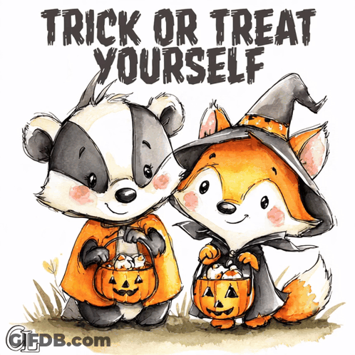 Badger And Fox Trick Or Treat Yourself GIF