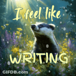 Badger In Field Of Flowers With I Feel Like Writing GIF