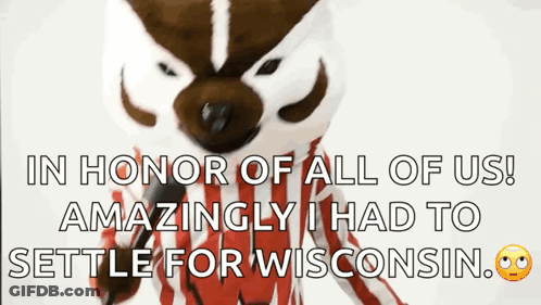 Badger Mascot Holding Microphone In Honor Of All Of Us GIF