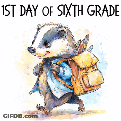 Badger With Backpack 1St Day Of Sixth Grade GIF