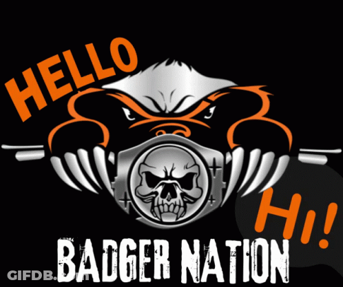 Badger With Skull Saying Hello Badger Nation GIF