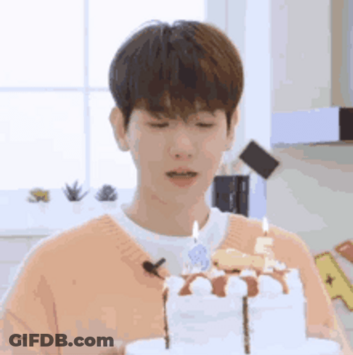 Baekhyun Cake Happy Birthday Song Blowing Candle GIF
