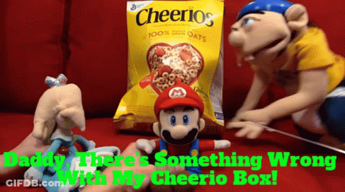 Bag Of Cheerios On Couch Next To Mario GIF