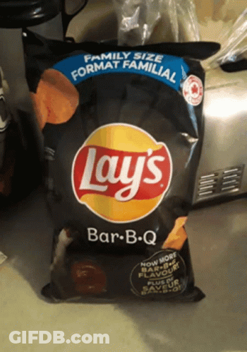 Bag Of Lay's Bar-B-Q Chips On Counter GIF