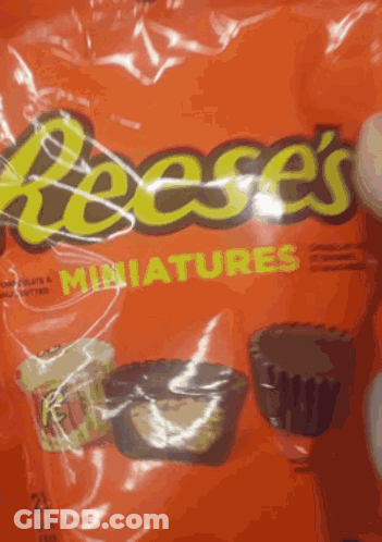 Bag Of Reese's Miniatures Candy GIF