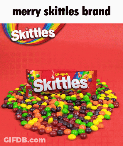 Bag Of Skittles On Red Background GIF