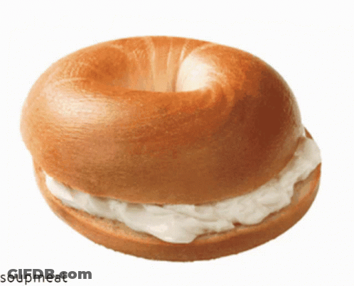 Bagel With Cream Cheese Saying Soupmeat GIF