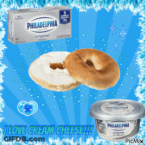 Bagel With Philadelphia Cream Cheese Saying I Love Cream Cheese GIF