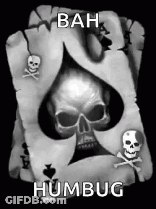 Bah Humbug Skull Playing Card GIF