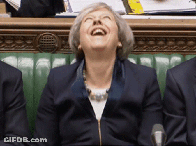 Bahahaha Theresa May Chuckling GIF