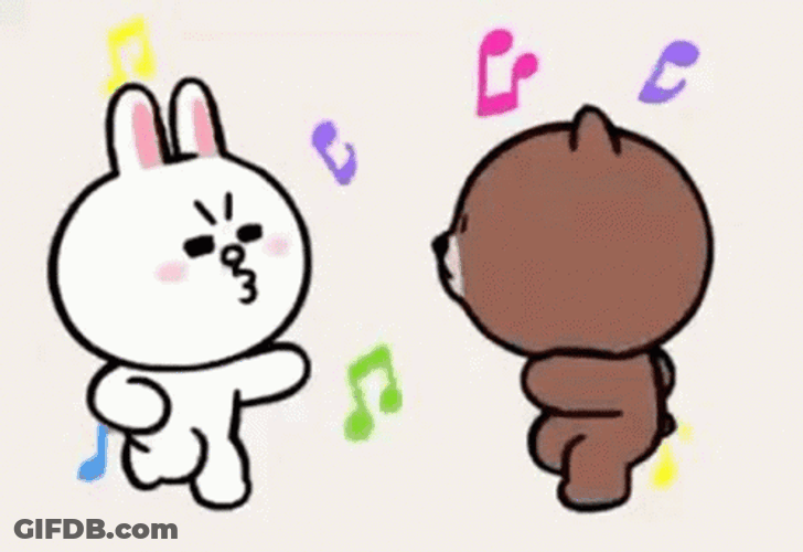 Bailando Dancing Rabbit Bear Couple GIF