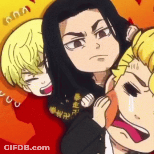 Baji Toki And Takemichi With Swollen Cheeks GIF