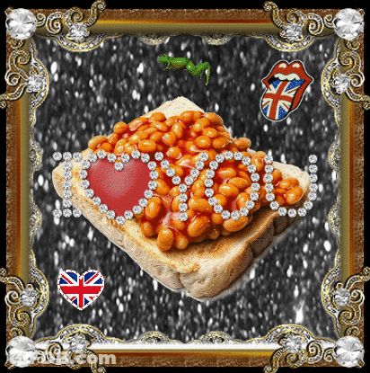 Baked Beans On Toast With British Flag GIF