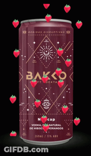 Bakko Craft Cocktail Can With Strawberries GIF