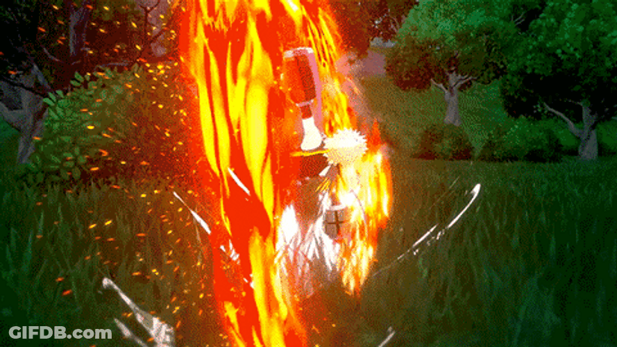 Bakugo Chain Reactio Flame Attack GIF