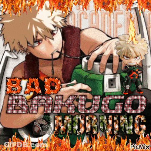 Bakugo Surrounded By Fire GIF