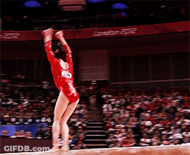 Balance Beam Competition Somersault Performance GIF