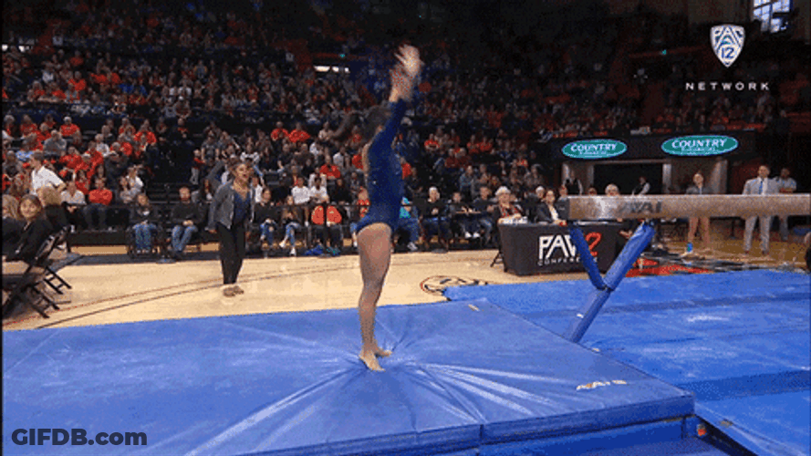Balance Beam Dismount Gymnast Celebrating GIF