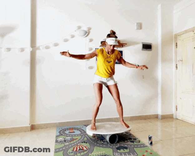 Balance Beam Paddle Boarding Lady GIF