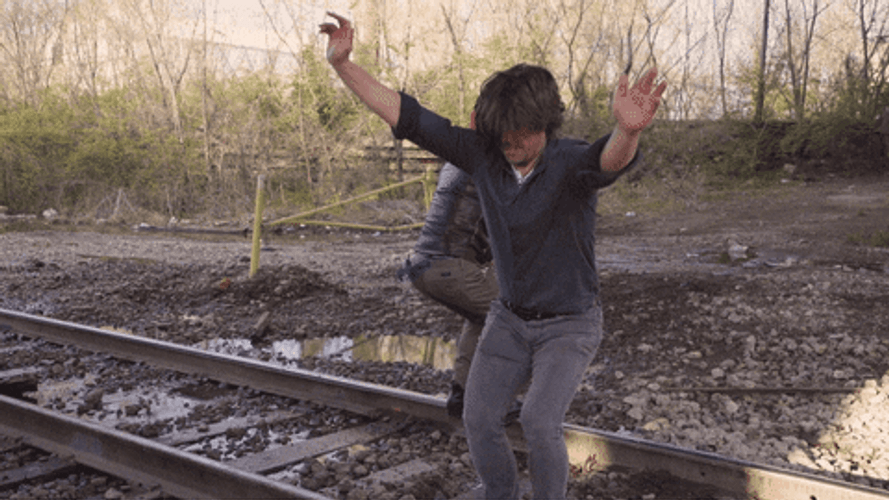 Balance Beam Train Tracks Balancing GIF
