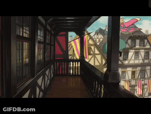 Balcony With Flags GIF