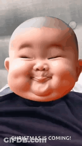Bald Baby Smiling Eyes Closed Mouth Open GIF