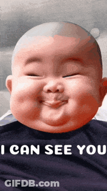 Bald Baby Smiling In Can See You Shirt GIF
