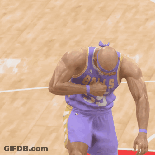 Bald Basketball Player In Purple Jersey Balls 55 GIF