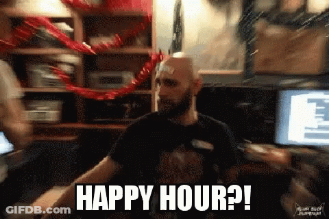 Bald Bearded Man Happy Hour? GIF