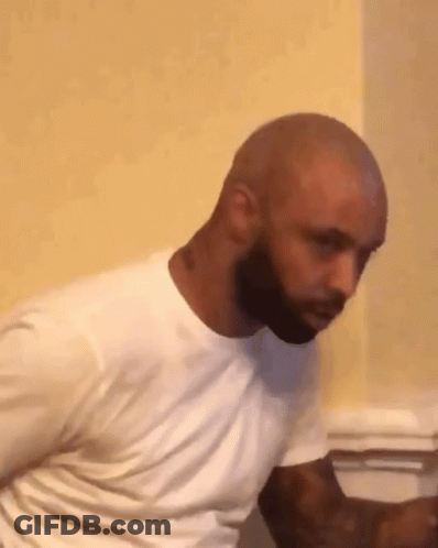 Bald Bearded Man In White T-Shirt GIF