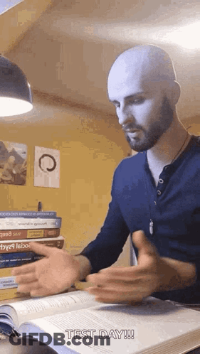 Bald Bearded Man Thumbs Up With Book GIF