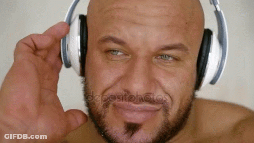 Bald Bearded Man Wearing Headphones GIF
