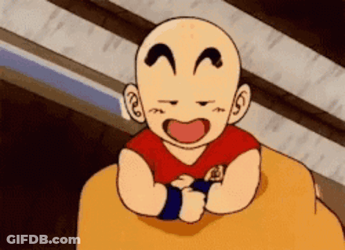 Bald Cartoon Character Sitting On Table GIF