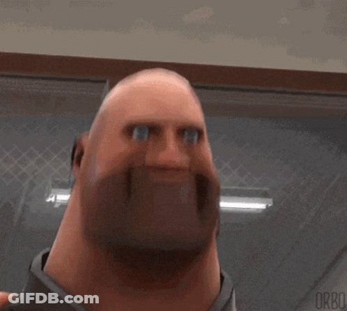 Bald Cartoon Character With Beard And Blue Eyes Being Held GIF