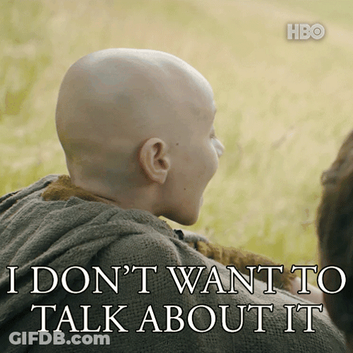 Bald Child Saying I Don't Want To Talk About It GIF