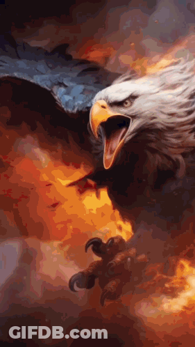 Bald Eagle Flying Through Clouds GIF