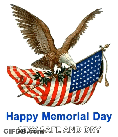 Bald Eagle Holding American Flag Happy Memorial Day GIF