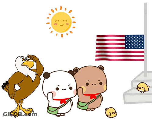 Bald Eagle Saluting Two Bears And Two Chicks GIF
