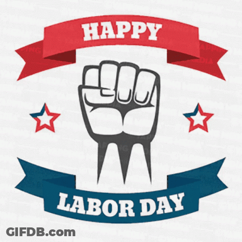 Bald Eagle Sitting In Front Of American Flag Saying Happy Labor Day GIF