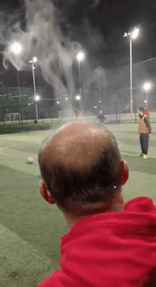 Bald Head With Smoke Heat Stroke GIF