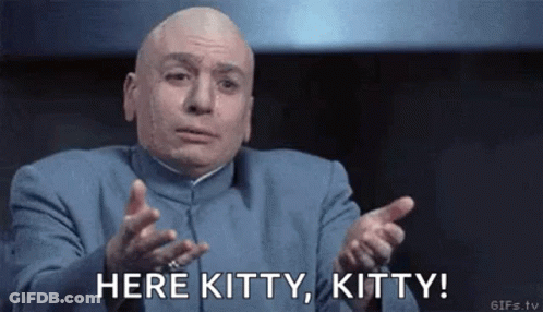 Bald Man Blue Suit Pointing Here Kitty Kitty GIF