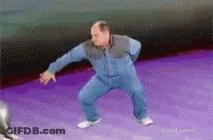 Bald Man Dancing On Purple Surface GIF