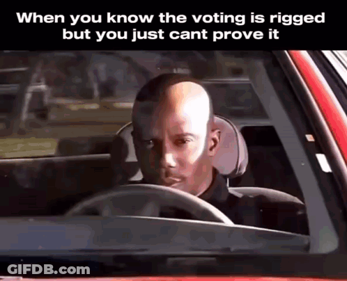 Bald Man Driving Car Saying When You Know The Voting Is Rigged But You Just Cant Prove It GIF