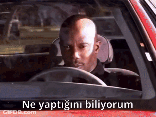 Bald Man Driving Red Car With Ne Yaptığını Biliyorum GIF