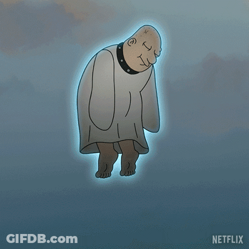 Bald Man Floating With Netflix Logo GIF
