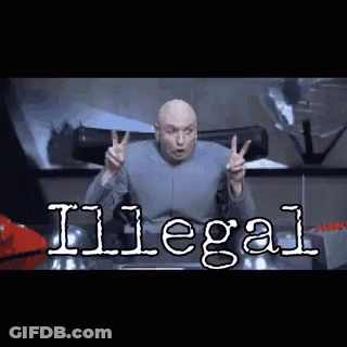Bald Man Giving Peace Sign With Illegal Sign GIF